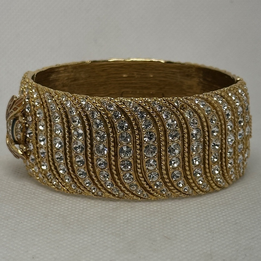 Kate Spade Through the Looking Glass Bee Cuff Gold and Crystal Hinged Bracelet - Picture 5 of 6